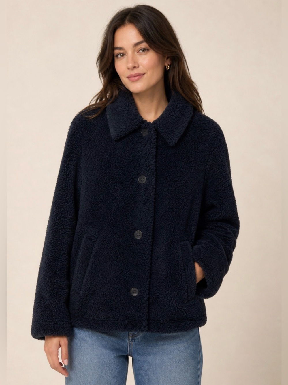 32 Degrees Women's medium Dark Blue Teddy Jacket NWT